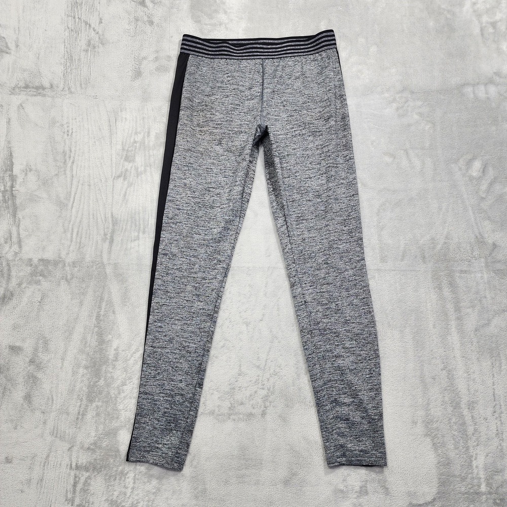 Forever 21 Leggings Womens L Gray Black Side Striped Mid Rise Ankle Yoga Workout